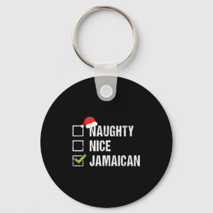 Naughty Nice Jamaican Shirt Santa Hat Christmas Gi Key Ring