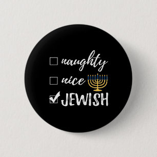 Naughty Nice Jewish Funny Ugly Christmas Hanukkah  6 Cm Round Badge