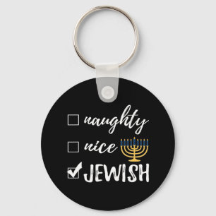 Naughty Nice Jewish Funny Ugly Christmas Hanukkah  Key Ring