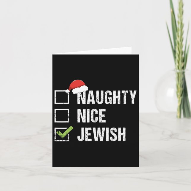 Naughty Nice Jewish Santa Jew Christmas Gift Hanuk Card (Front)
