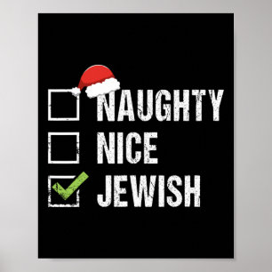 Naughty Nice Jewish Santa Jew Christmas Gift Hanuk Poster
