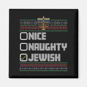 Naughty Nice Jewish Santa Ugly Christmas Hanukkah  Magnet
