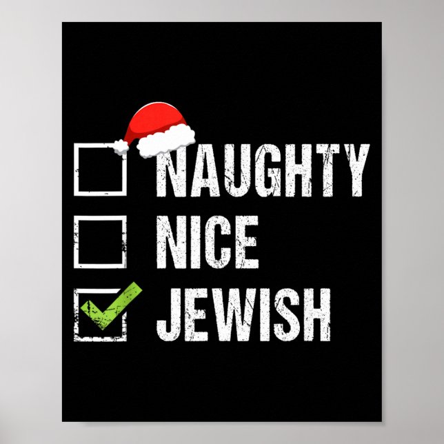 Naughty Nice Jewish Shirt Santa Jew Christmas Gift Poster (Front)