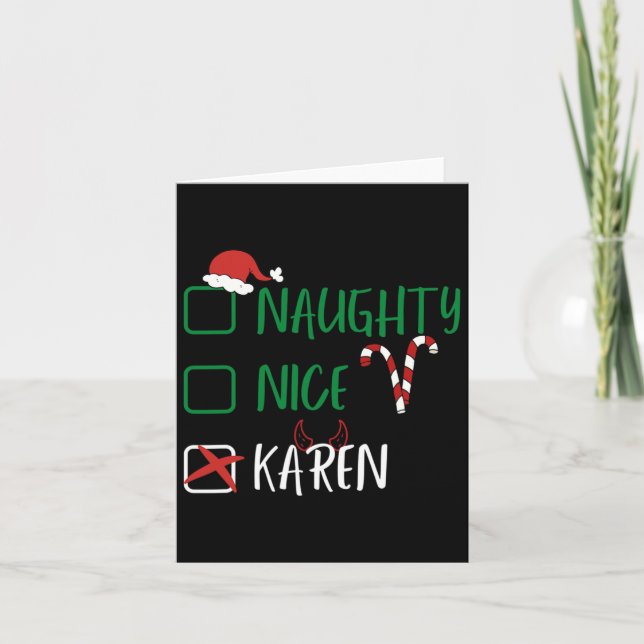 Naughty Nice Karen Christmas Funny Santa List With Card (Front)