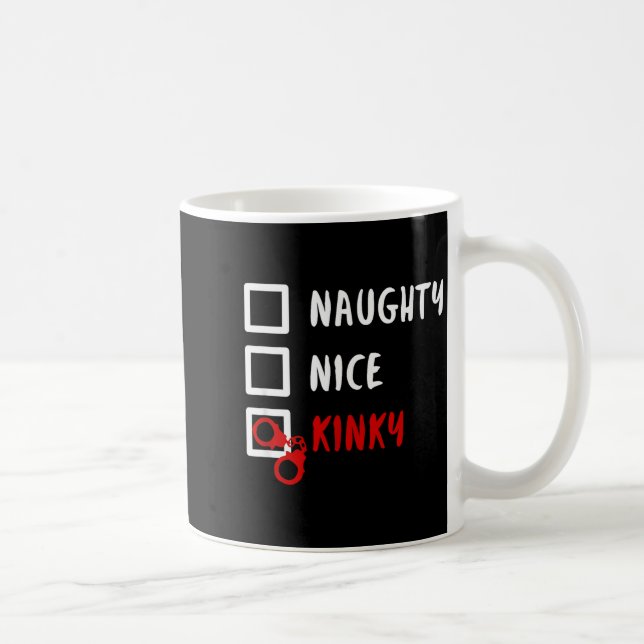 Naughty Nice Kinky Christmas List Santa Hanuffs Gi Coffee Mug (Right)