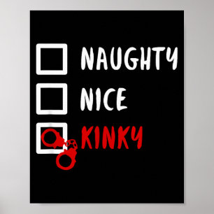 Naughty Nice Kinky Christmas List Santa Hanuffs Gi Poster