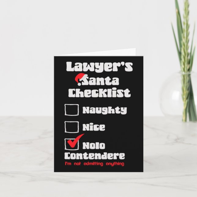 Naughty Nice Lawyer Christmas Checklist Ugly Sweat Card (Front)