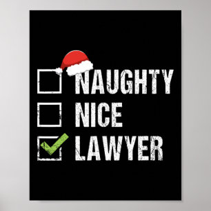 Naughty Nice Lawyer Santa Hat Law Christmas Gift  Poster