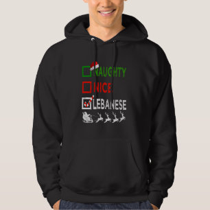 Naughty Nice Lebanese Christmas Pyjamas Funny Sant Hoodie