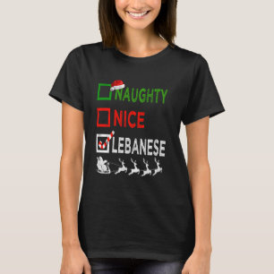 Naughty Nice Lebanese Christmas Pyjamas Funny Sant T-Shirt