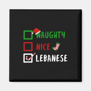 Naughty Nice Lebanese Funny Lebanon Christmas Sant Magnet
