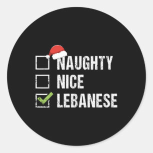 Naughty Nice Lebanese Lebanon Santa Christmas Gift Classic Round Sticker