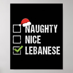 Naughty Nice Lebanese Lebanon Santa Christmas Gift Poster