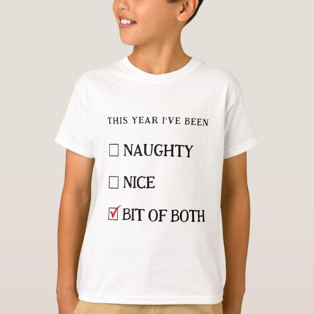 Naughty Nice List Funny Cute Christmas Kids' T-Shirt (Front)