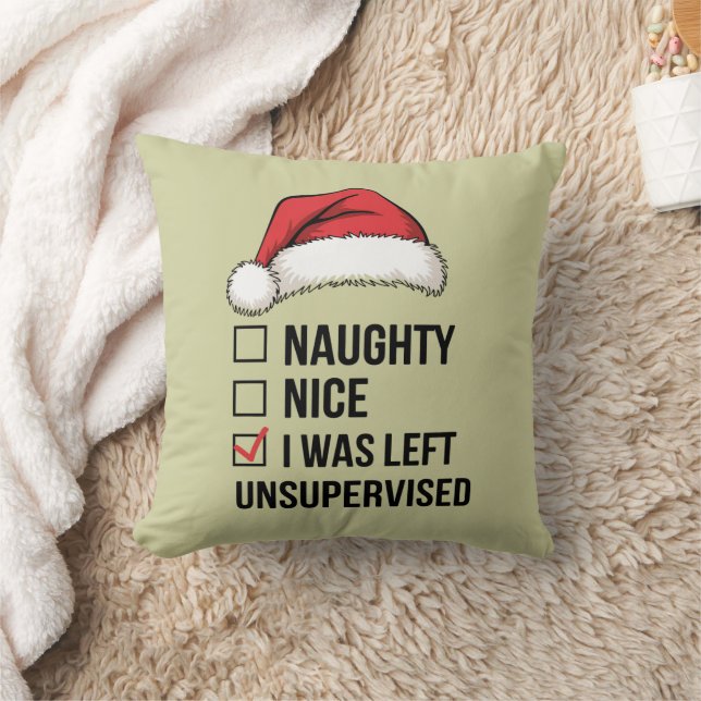 Naughty Nice List I Was Left Unsupervised Xmas Cushion (Blanket)