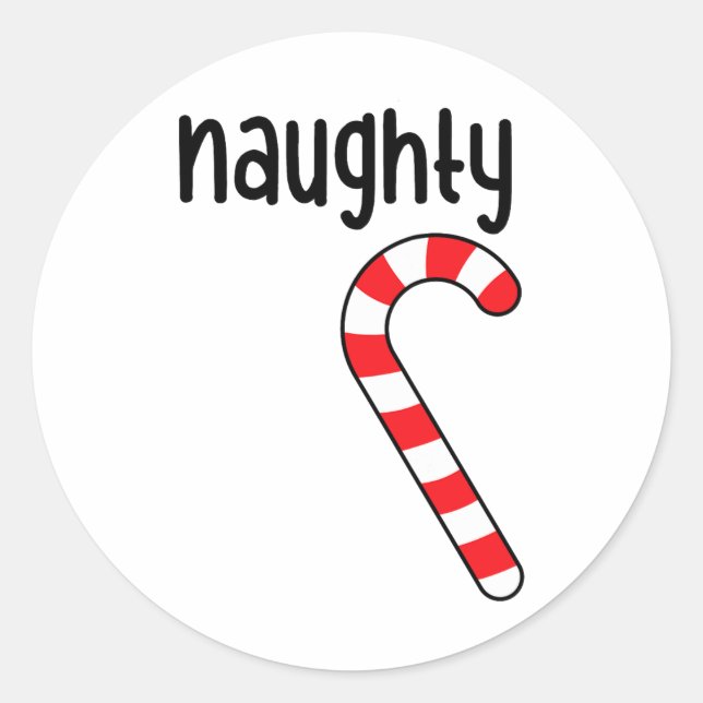 Naughty Nice Matching Couples Christmas Pyjamas  Classic Round Sticker (Front)