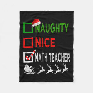 Naughty Nice Math Teacher Christmas Pyjamas Funny  Fleece Blanket