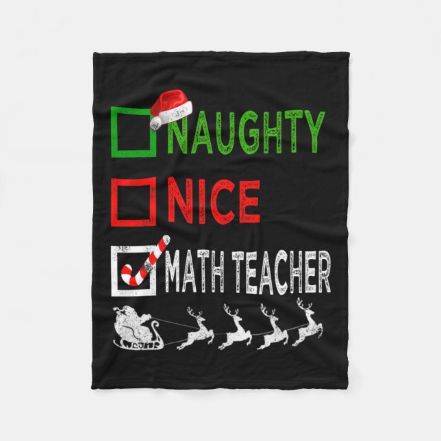 Naughty Nice Math Teacher Christmas Pyjamas Funny  Fleece Blanket (Front)
