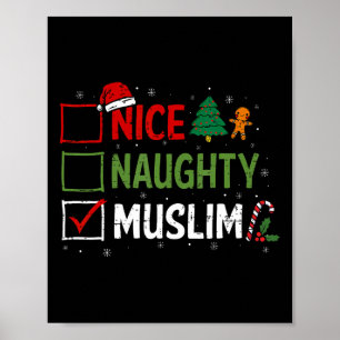 Naughty Nice Muslim Christmas Pyjamas Santa Claus Poster