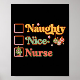 Naughty Nice Nurse Christmas List Groovy  Poster