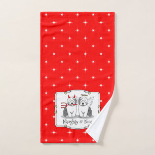 Naughty & Nice Old English Sheepdogs (Grey 1) Bath Towel Set