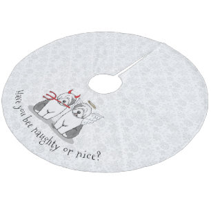 Naughty & Nice Old English Sheepdogs (Grey 1) Fleece Tree Skirt