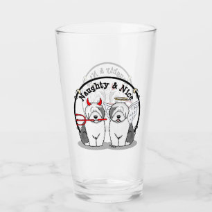 Naughty & Nice Old English Sheepdogs (Grey 1) Glass