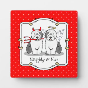 Naughty & Nice Old English Sheepdogs (Grey 1) Plaque