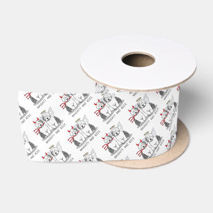 Naughty & Nice Old English Sheepdogs (Grey 1) Satin Ribbon