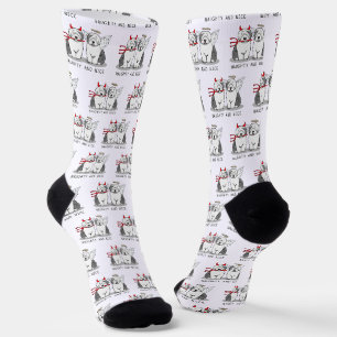 Naughty & Nice Old English Sheepdogs (Grey 1) Socks