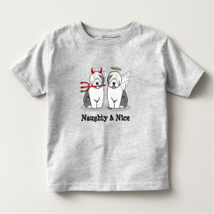 Naughty & Nice Old English Sheepdogs (Grey 1) Toddler T-Shirt