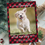 Naughty Nice Personalised Red Plaid Dog Pet Photo Holiday Card<br><div class="desc">A Little Naughty, but mostly Nice! Send cute and fun holiday greetings with this super cute personalised custom pet photo holiday card. Merry Christmas wishes from the dog with cute paw prints in a fun modern photo design. Add your dog's photo or family photo with the dog, and personalise with...</div>