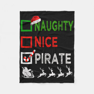 Naughty Nice Pirate Christmas Pyjamas Funny Santa Fleece Blanket