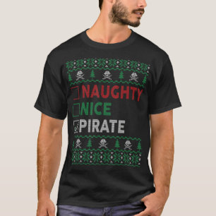 Naughty Nice Pirate Funny Christmas Checklist T-Shirt