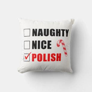 Naughty Nice Polish Christmas Design Cushion