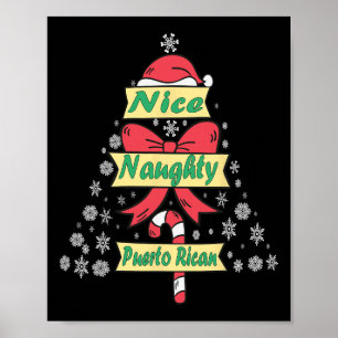 Naughty Nice Puerto Rican Christmas Pyjamas Funny Poster