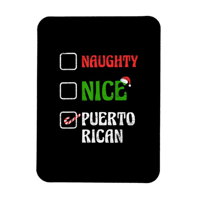 Naughty Nice Puertorican Santa Holiday Sweet  Magnet (Vertical)