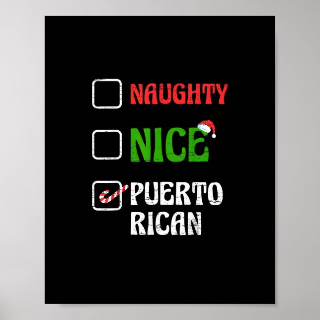 Naughty Nice Puertorican Santa Holiday Sweet  Poster (Front)
