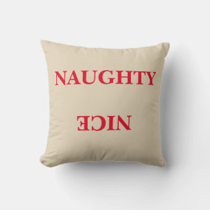 Naughty Nice Red Text Christmas Cushion