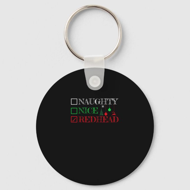 Naughty Nice Redhead Christmas Funny Holiday Key Ring (Front)