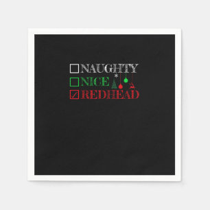 Naughty Nice Redhead Christmas Funny Holiday Napkin