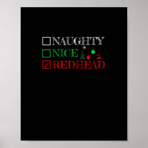 Naughty Nice Redhead Christmas Funny Holiday Poster