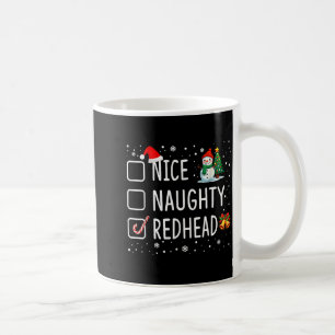 Naughty Nice Redhead Christmas Pajamas Funny Santa Coffee Mug