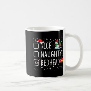 Naughty Nice Redhead Christmas Pajamas Funny Santa Coffee Mug