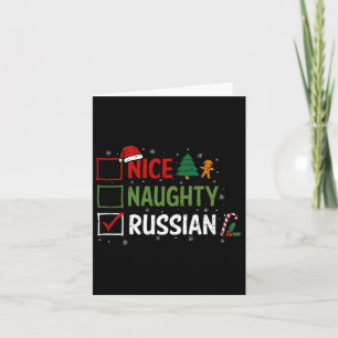 Naughty Nice Russian Christmas Pyjamas Santa Claus Card