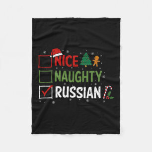 Naughty Nice Russian Christmas Pyjamas Santa Claus Fleece Blanket
