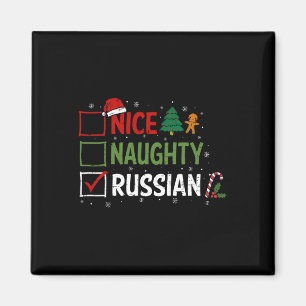 Naughty Nice Russian Christmas Pyjamas Santa Claus Magnet