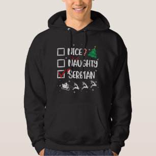 Naughty Nice Serbian Christmas Funny Santa Hat Xma Hoodie