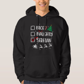 Naughty Nice Serbian Christmas Funny Santa Hat Xma Hoodie