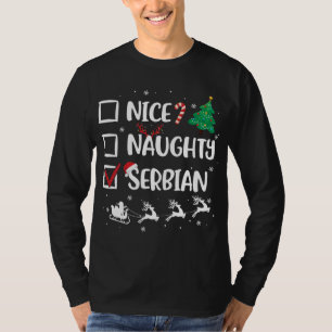 Naughty Nice Serbian Christmas Funny Santa Hat Xma T-Shirt